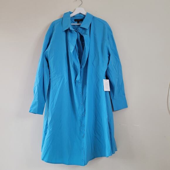 Eloquii Poplin Twofer Shirtdress Horizon Blue 24 - Picture 4 of 10